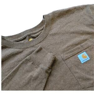 New w/o Tags Carhartt Mens Long Sleeve Heavy Cotton Tee Shirt Small Copper Brown